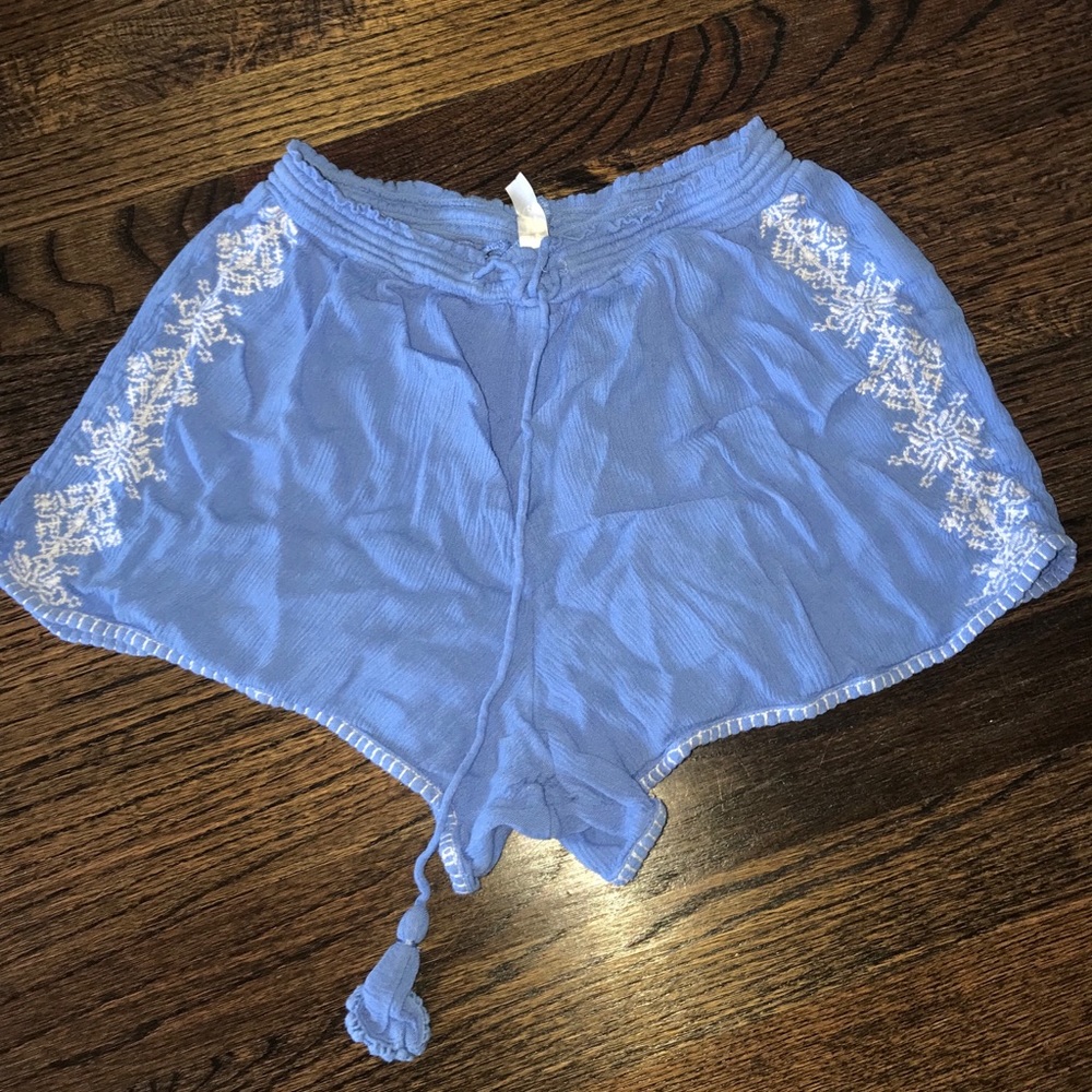 Blue and white flowy shorts